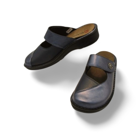 Klapki BERKEMANN 03457-371 Heliane niebieskie,skóra licowa/strecz