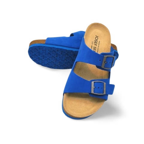 Klapki Josef Seibel 64301 10510 Hermine 01 niebieskie,skóra nubukowa