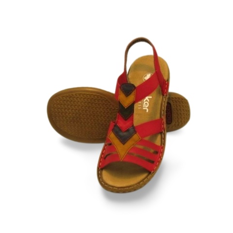 Sandały Rieker 60804-33 czerwone,skóra ekologiczna