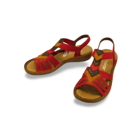 Sandały Rieker 60804-33 czerwone,skóra ekologiczna