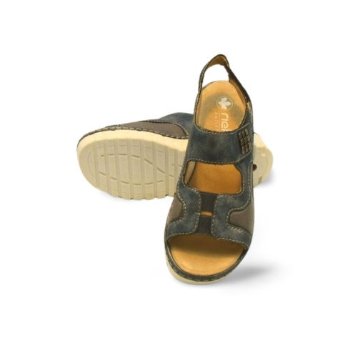 Sandały Rieker V1389-12 błękitne/srebrne,skóra ekologiczna