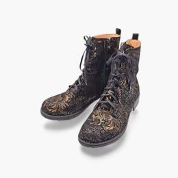 Botki ANDY 180 Czarne/złote tureckie kwiaty