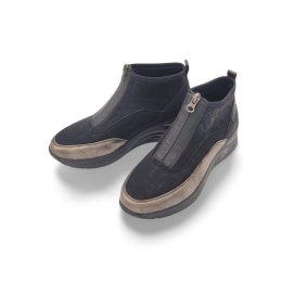 Botki Rieker N9362-01 czarno-srebrne