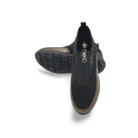 Botki Rieker N9362-01 czarno-srebrne