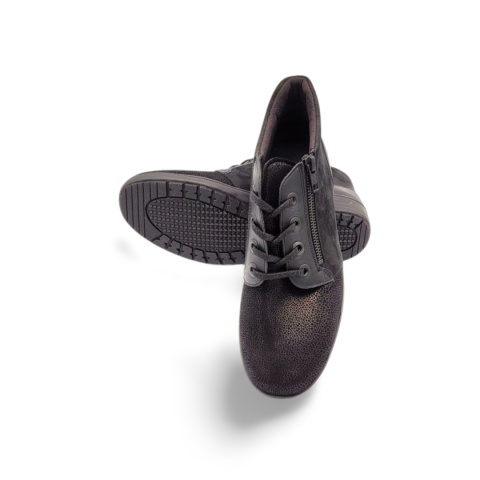 Botki Solidus 29512-01267 Kate czarne suwak sznurówka