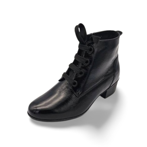 Botki Solidus 35019-01256 Kerry czarne skóra lakierowana, obcas