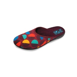 Kapcie Adanex 29224 bordowe+kolorowe kółka,tekstylne
