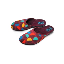 Kapcie Adanex 29224 bordowe+kolorowe kółka,tekstylne