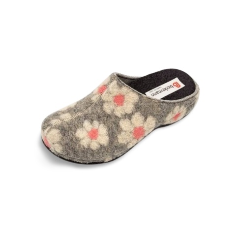 Kapcie BERKEMANN 01028-644 Donata szare kwiatki
