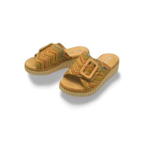 Klapki Rieker 69253-91 kolorowe,tekstylne