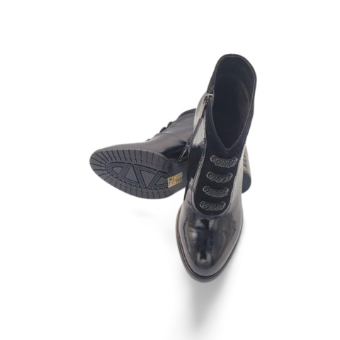 LORETTA VITALE C3891 botki czarne lakierowane obcas