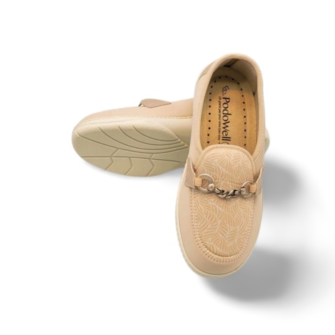 Półbuty Podowell MAGIK kremowe,tekstylne