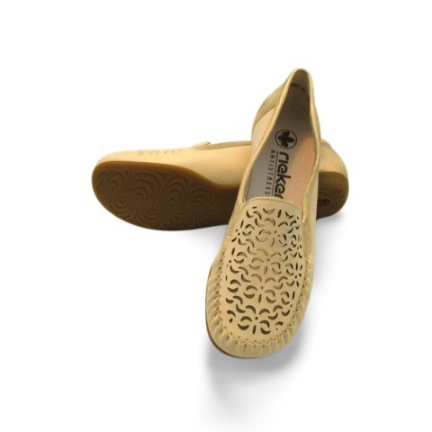 Półbuty Rieker L6350-60 beżowe,skóra naturalna