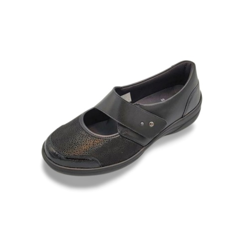 Półbuty Solidus 41513 Maike czarne strecz pasek