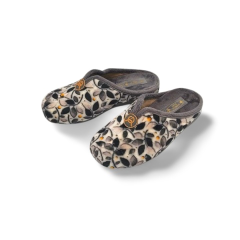 SANITAL FLEX 7902-2 kapcie D szare listki zakr.