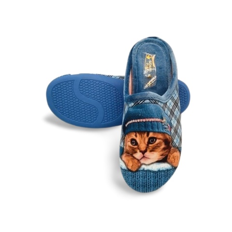 SANITAL FLEX Z25633 kapcie D niebieskie kot zakr.