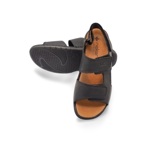 Sandały Rieker 25558-01 czarne,skóra licowa