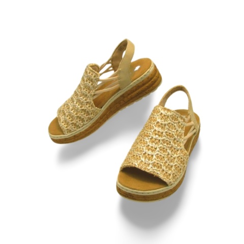 Sandały Rieker 62741-60 beżowe/srebrne,tekstylne