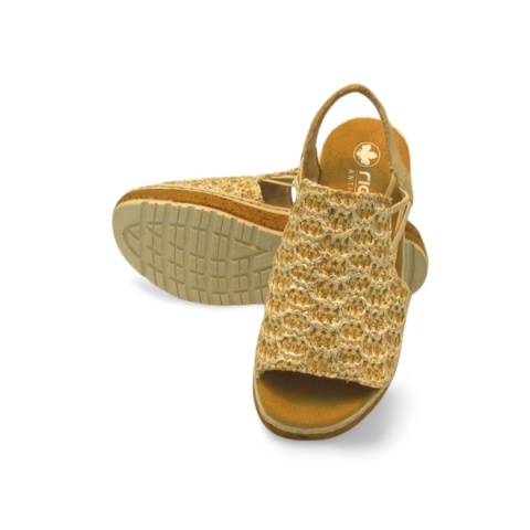 Sandały Rieker 62741-60 beżowe/srebrne,tekstylne