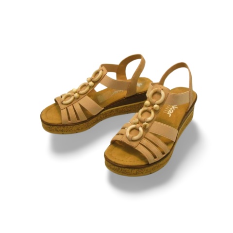 Sandały Rieker 63778-31 pudrowy róż,skóra ekologiczna