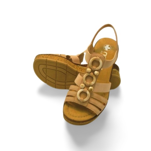 Sandały Rieker 63778-31 pudrowy róż,skóra ekologiczna