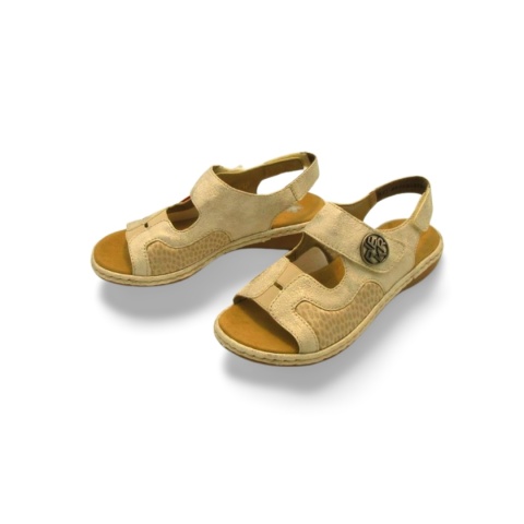 Sandały Rieker 65989-90 beżowe/złote,skóra ekologiczna