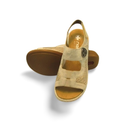 Sandały Rieker 65989-90 beżowe/złote,skóra ekologiczna